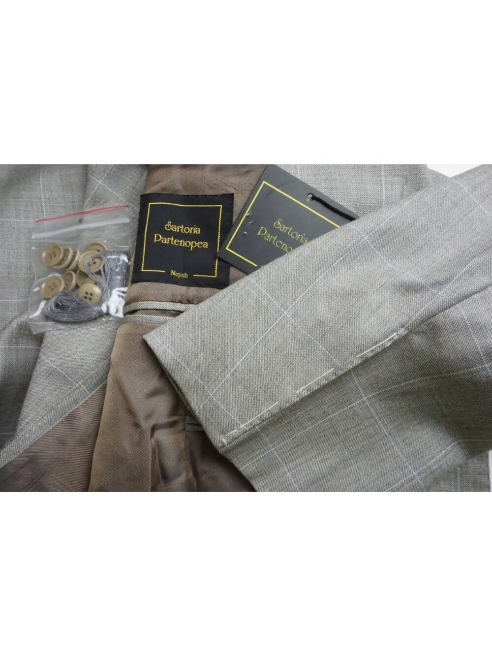 Sartoria Partenopea Gray Blue Plaid Wool 2 Pc Suit Jacket Pants Sz 50R EU NEW